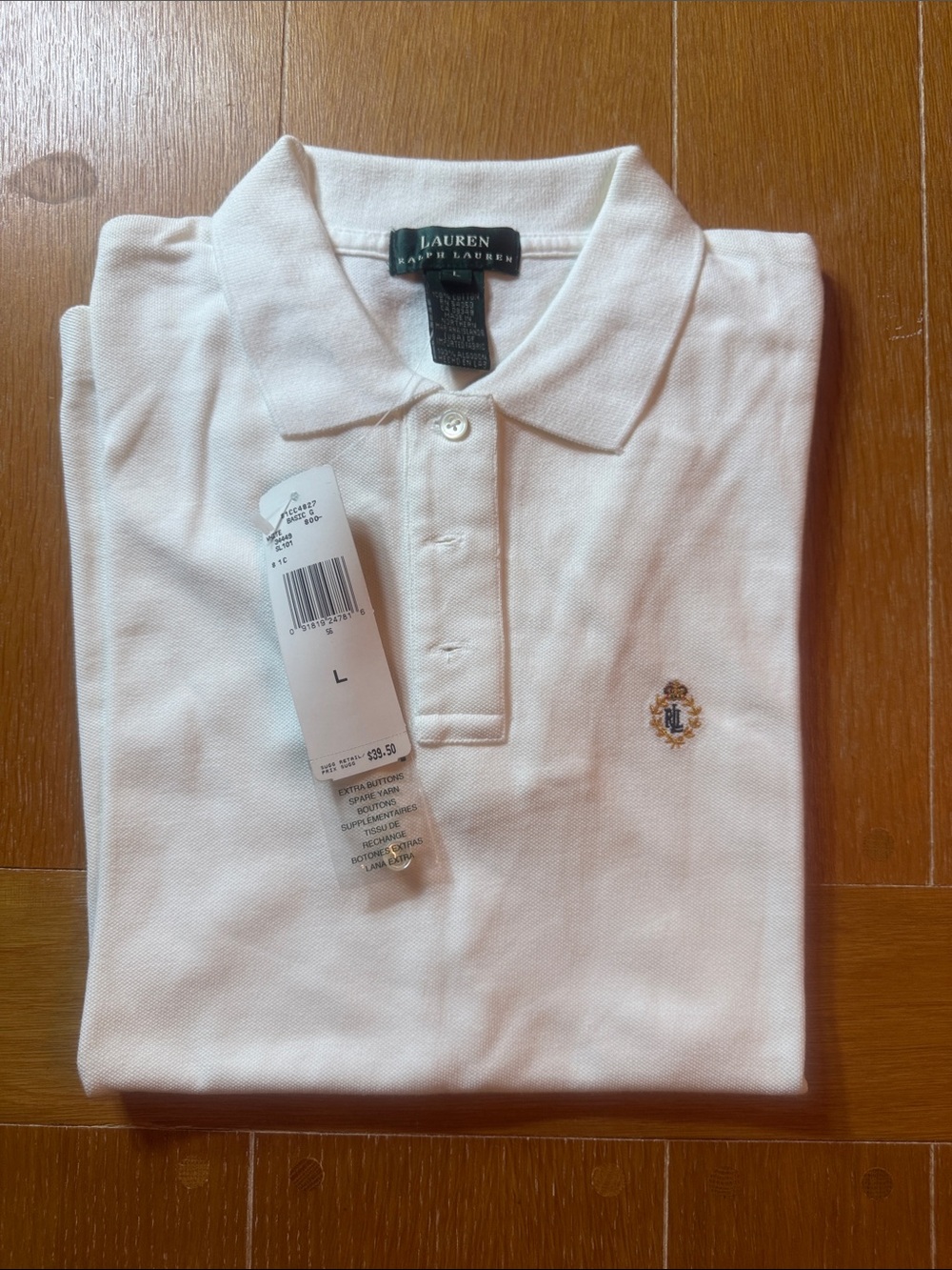 Ladies Vintage Lauren Ralph Lauren White SS Polo with Embroidered Crest